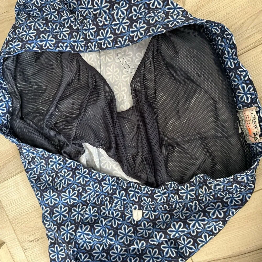 J.Crew Mens  XL Printed Swim Shorts Floral Microfiber Board Shorts Pockets
